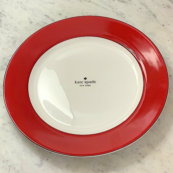 KATE SPADE LENOX RUTHERFORD CIRCLE RED ACCENT DINNER PLATE NEW 11